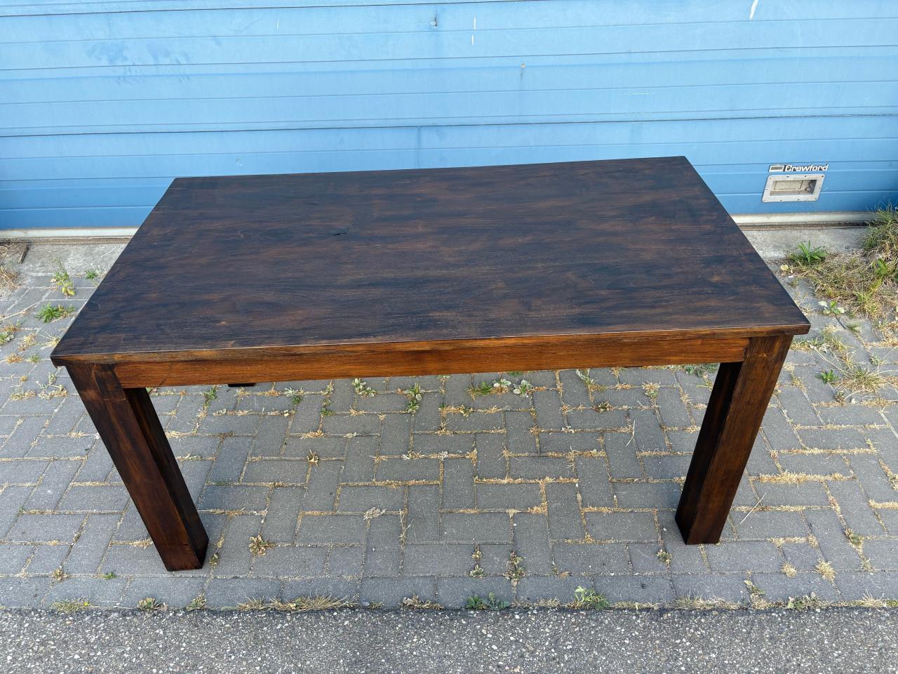 Prachtige massief teakhouten eettafel 160x88,5cm