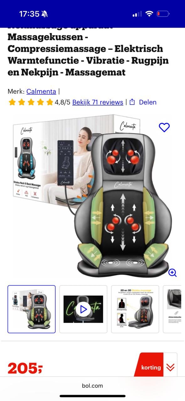 Massage stoel calmenta nieuw