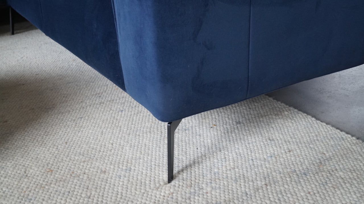 LIVIN24 Scandinavische hoekbank Vegas, stof velvet blauw 2,7 x 2,7 Meter.