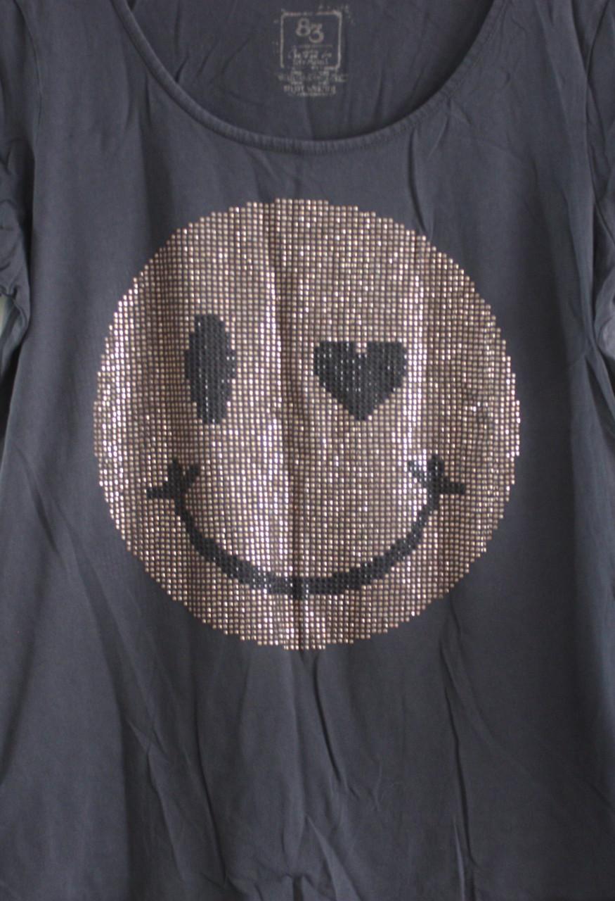Grijs tshirt met smiliy print maat 42