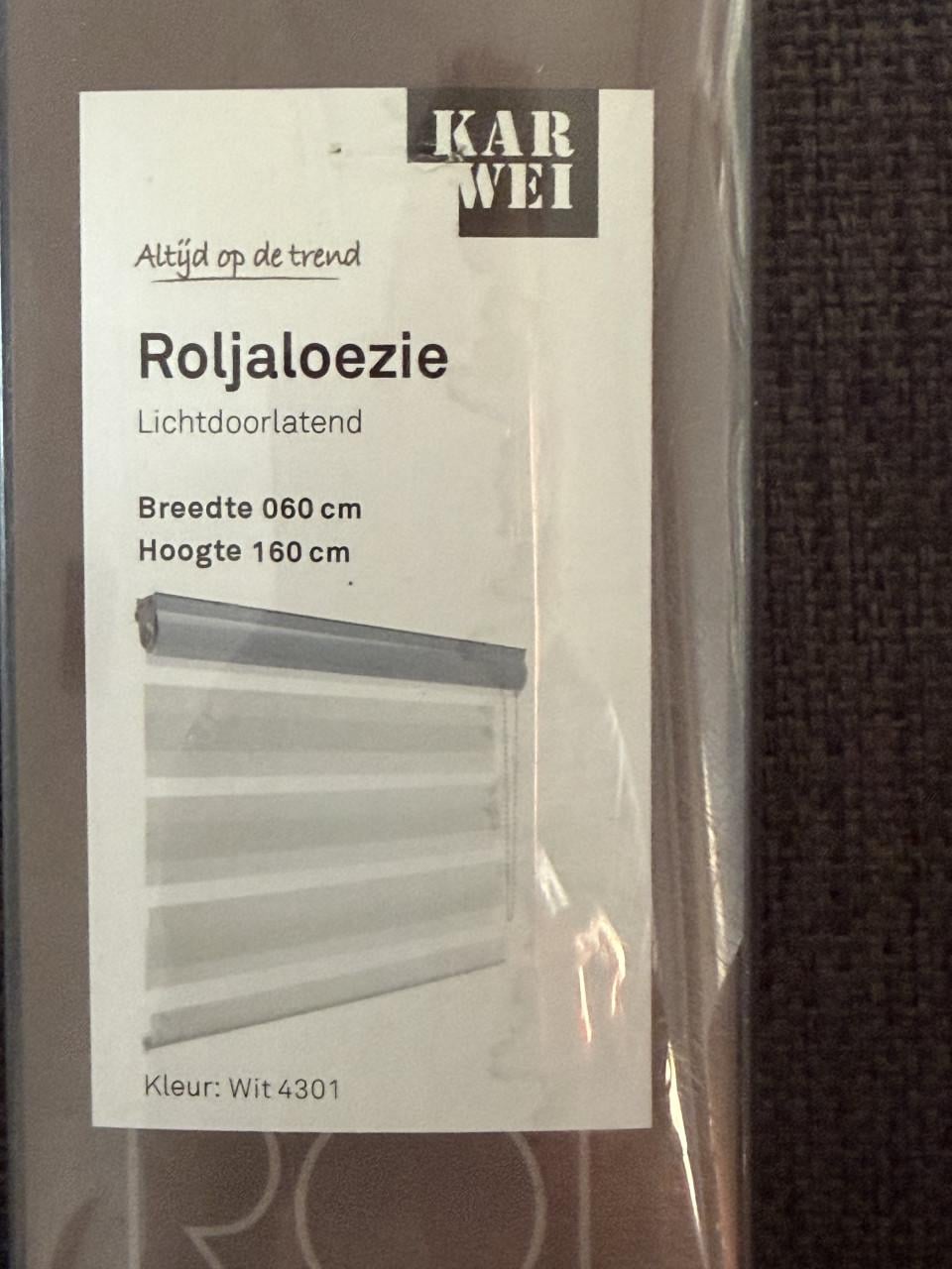 Roljaloezie wit breedte 60- hoogte 160