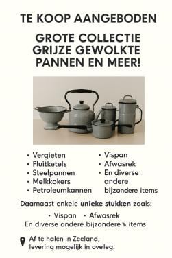 Collectie grijs gewolkte emaille pannen / vintage keukengoed.