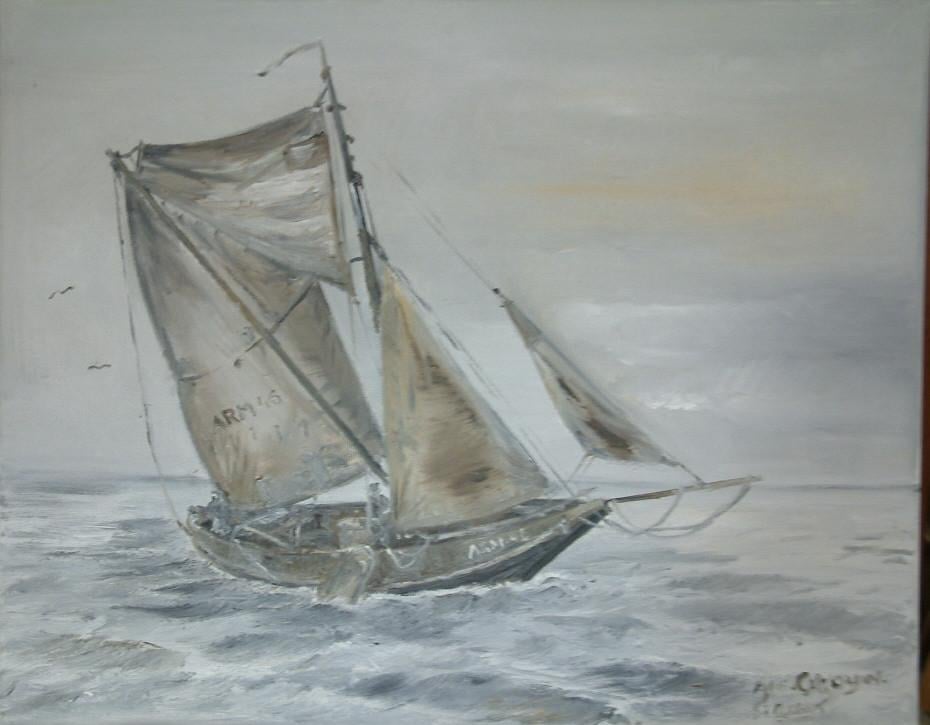 Div schilderijen  oude  zeil visserij met Veere -Vlissingen  Jac Caljouw