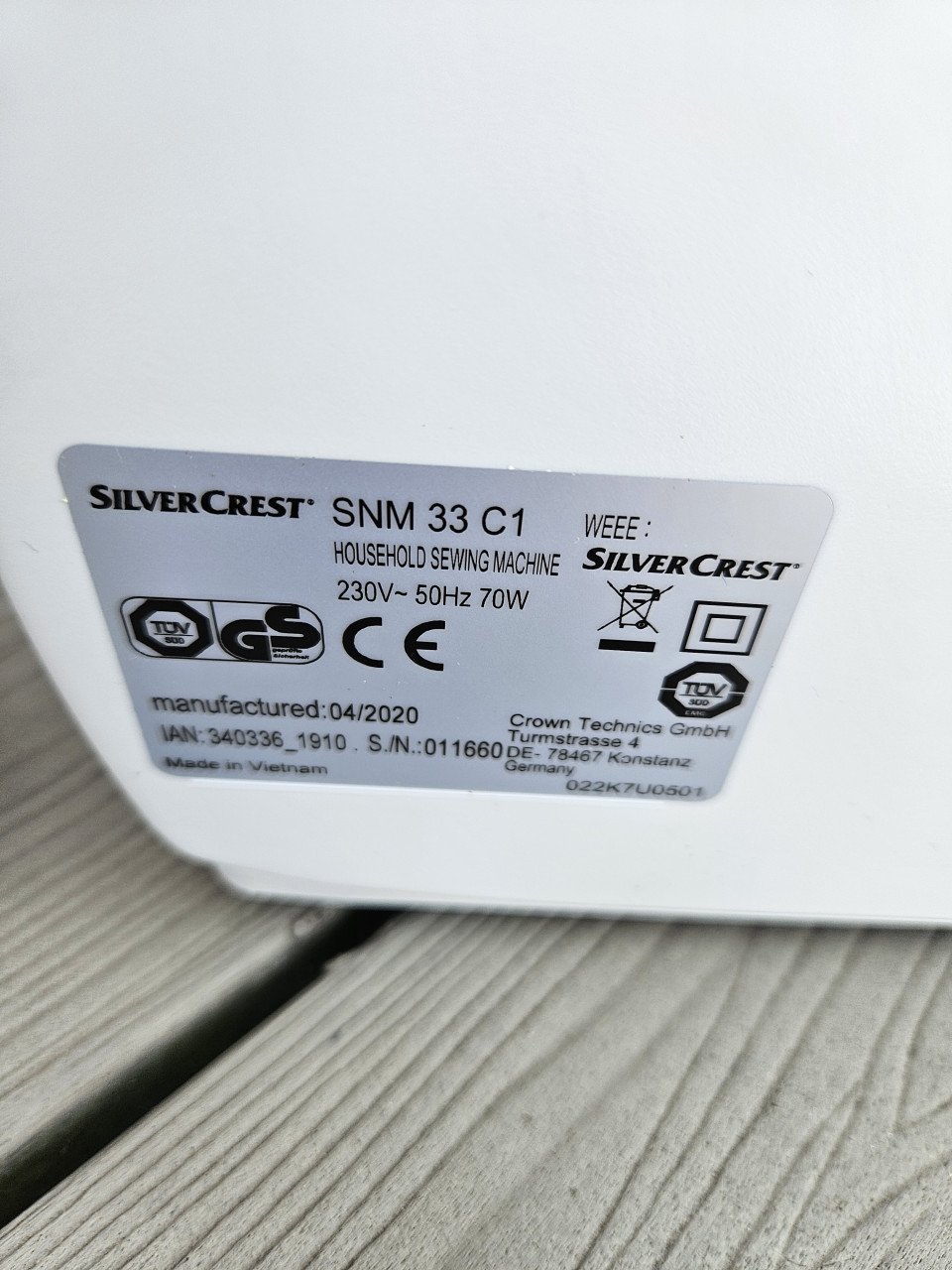Zgan complete werkende Naaimachine silvercrest SNM 33....
