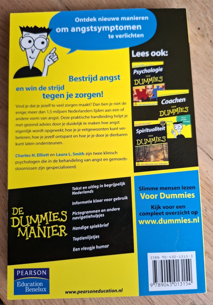 Angst overwinnen voor Dummies, door   C.H. Elliot en L.L. Smith