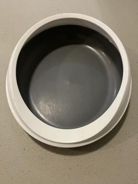 Ovale kattenbak grijs wit zonder kap