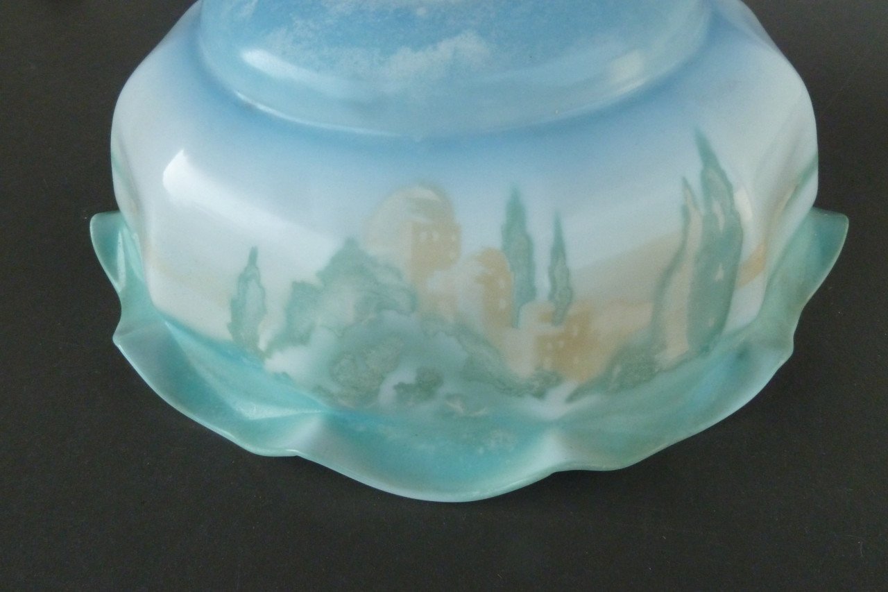 Lampenkap opaline vintage antiek blauw-groen