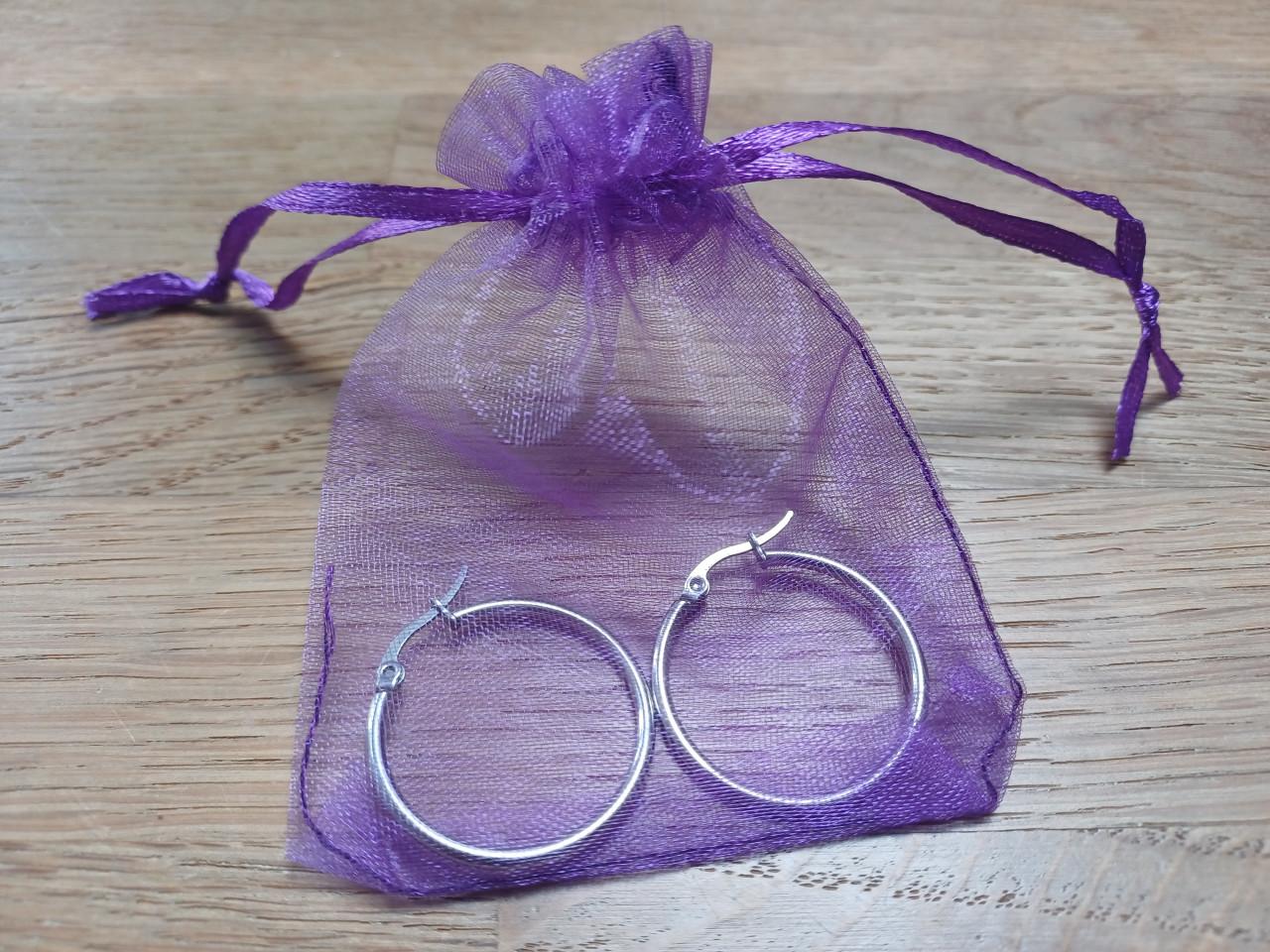 Nieuwe zilveren oorbellen/ringen 3 cm, staal