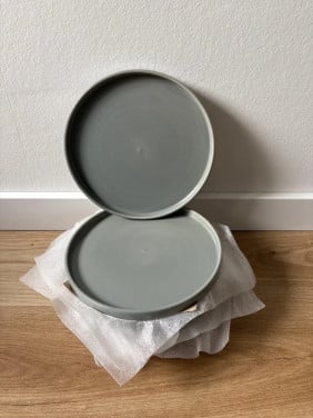 Cosy & Trendy Ontbijtborden 🍽️ Set van 5 – Grijs/Groen