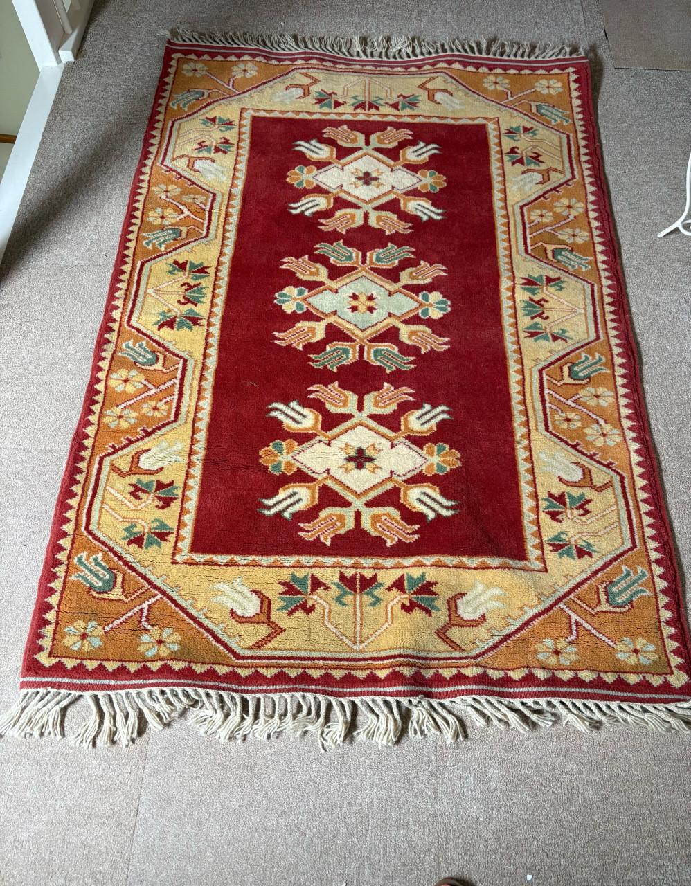 Kleurig tapijt (wol, handgeknoopt)