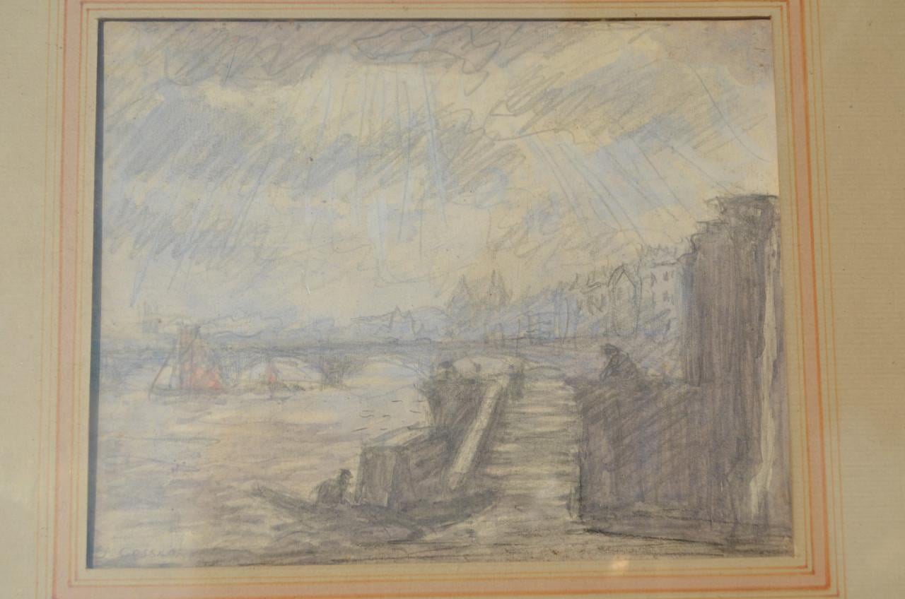 (Jan) Ko Cossaar voorstudie schilderij Thames / Londen?