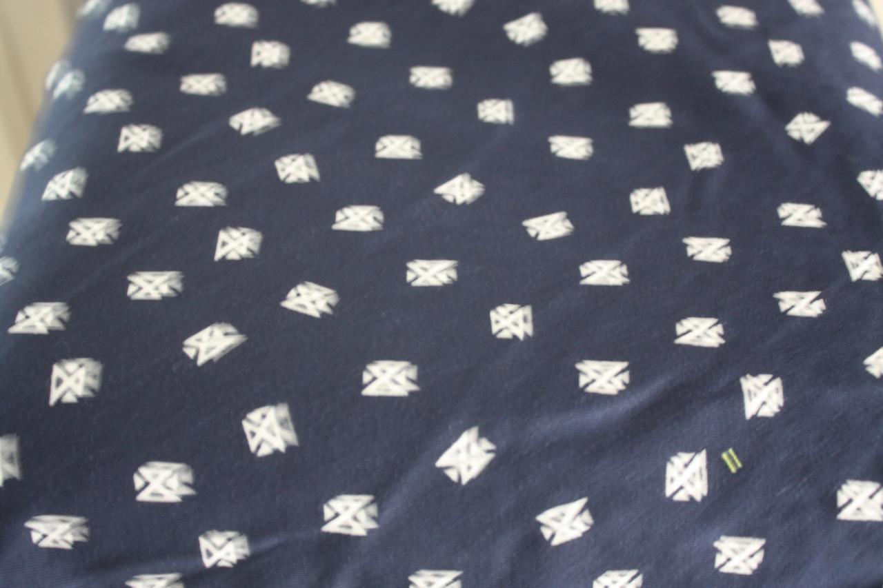 Blauw met witte print lap stof