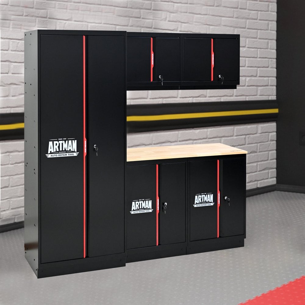 Stalenkastset – Modulaire opbergruimte met afsluitbare lades(zwart en rood)