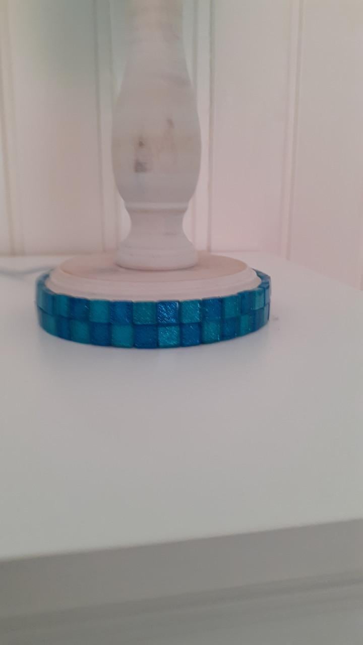2 Tafellampjes wit met blauw