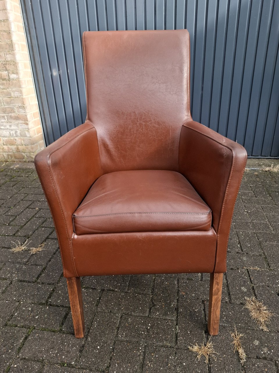 4 stuks leren eetkamerstoelen
