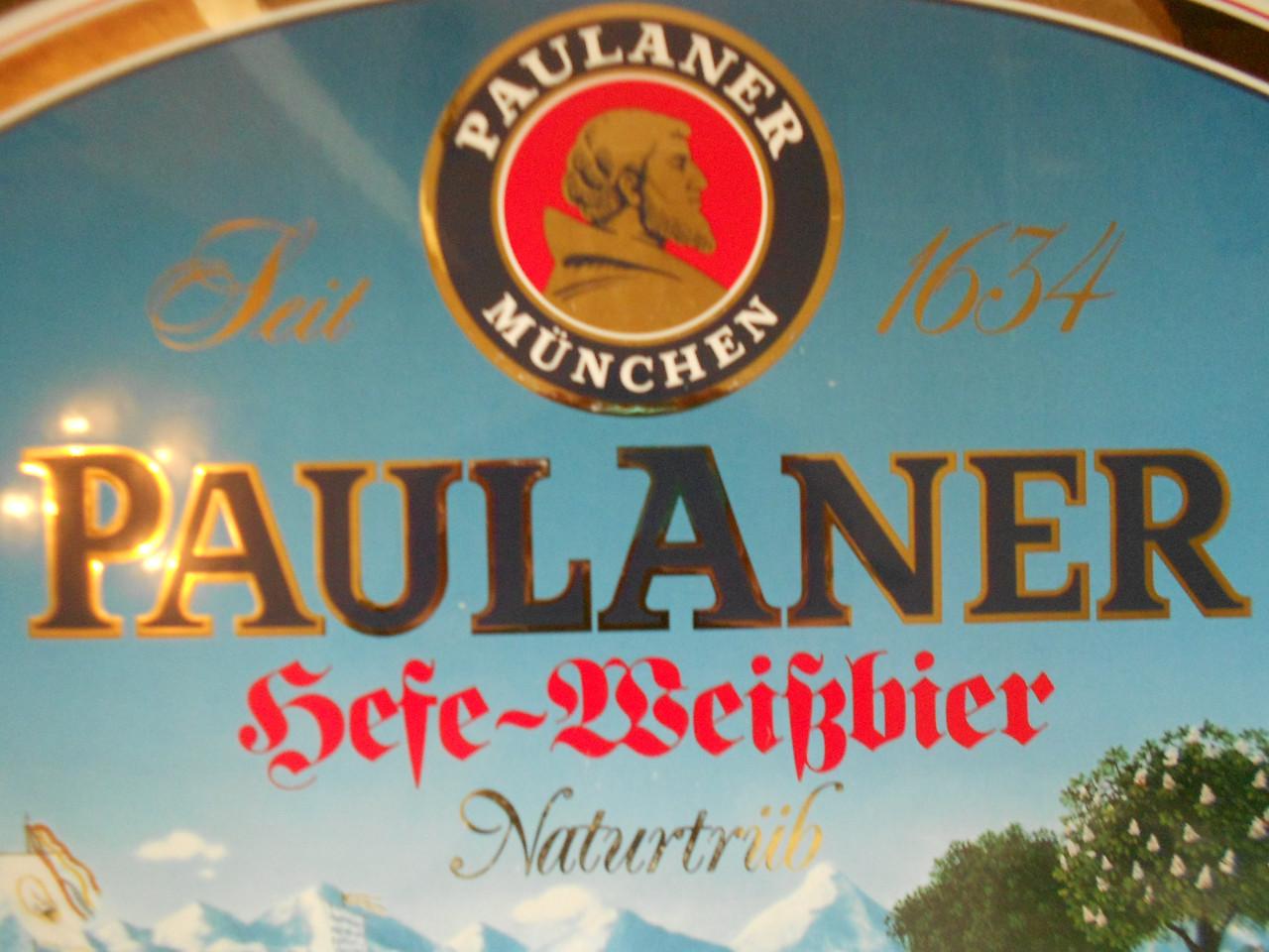 Emaille reclamebord schild plaat Paulaner bier.