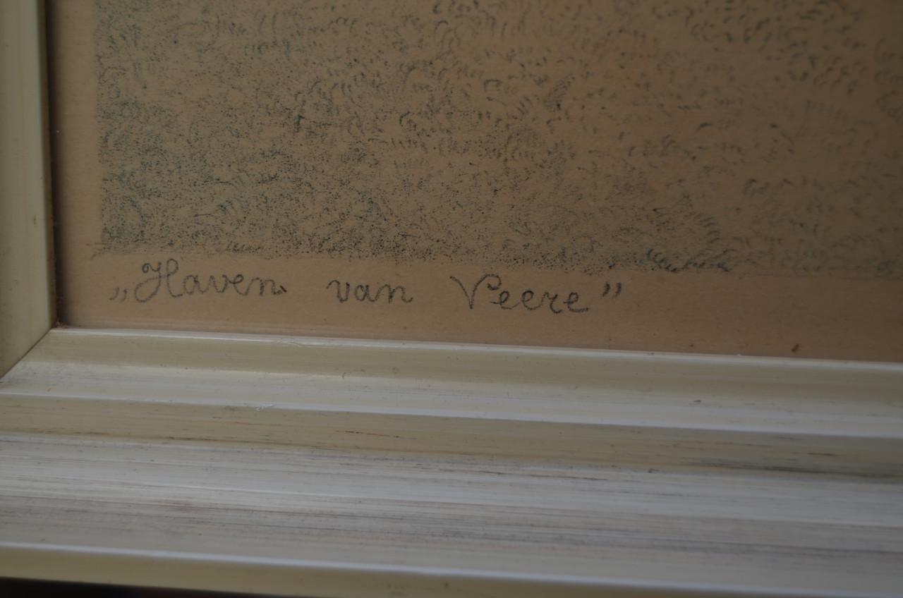 Litho/grafiek Jan Strube 1954 Kade van Veere