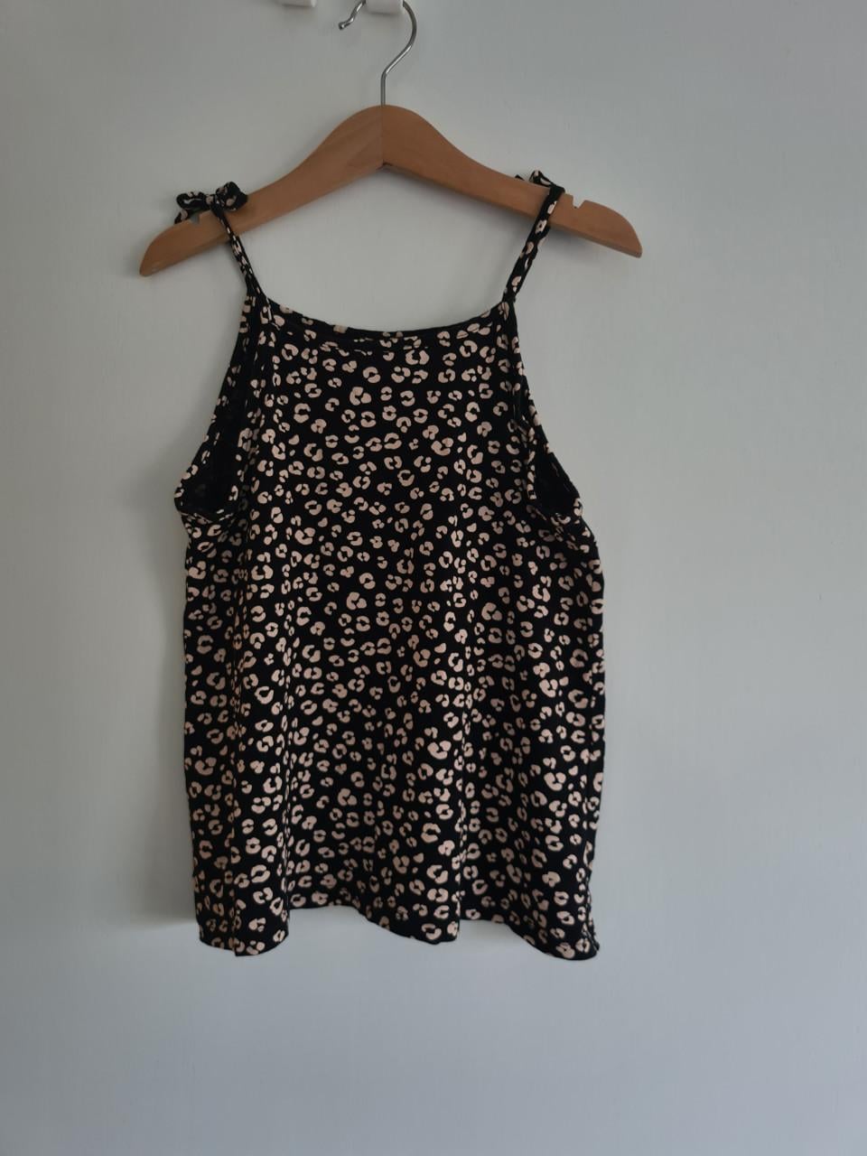 Zwart - beige tijgerprint topje van H&M Maat 122-128