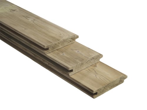 Blokhutdelen 28 mm dik Geimpregneerd Lengte 2.50 en 4.00 mtr