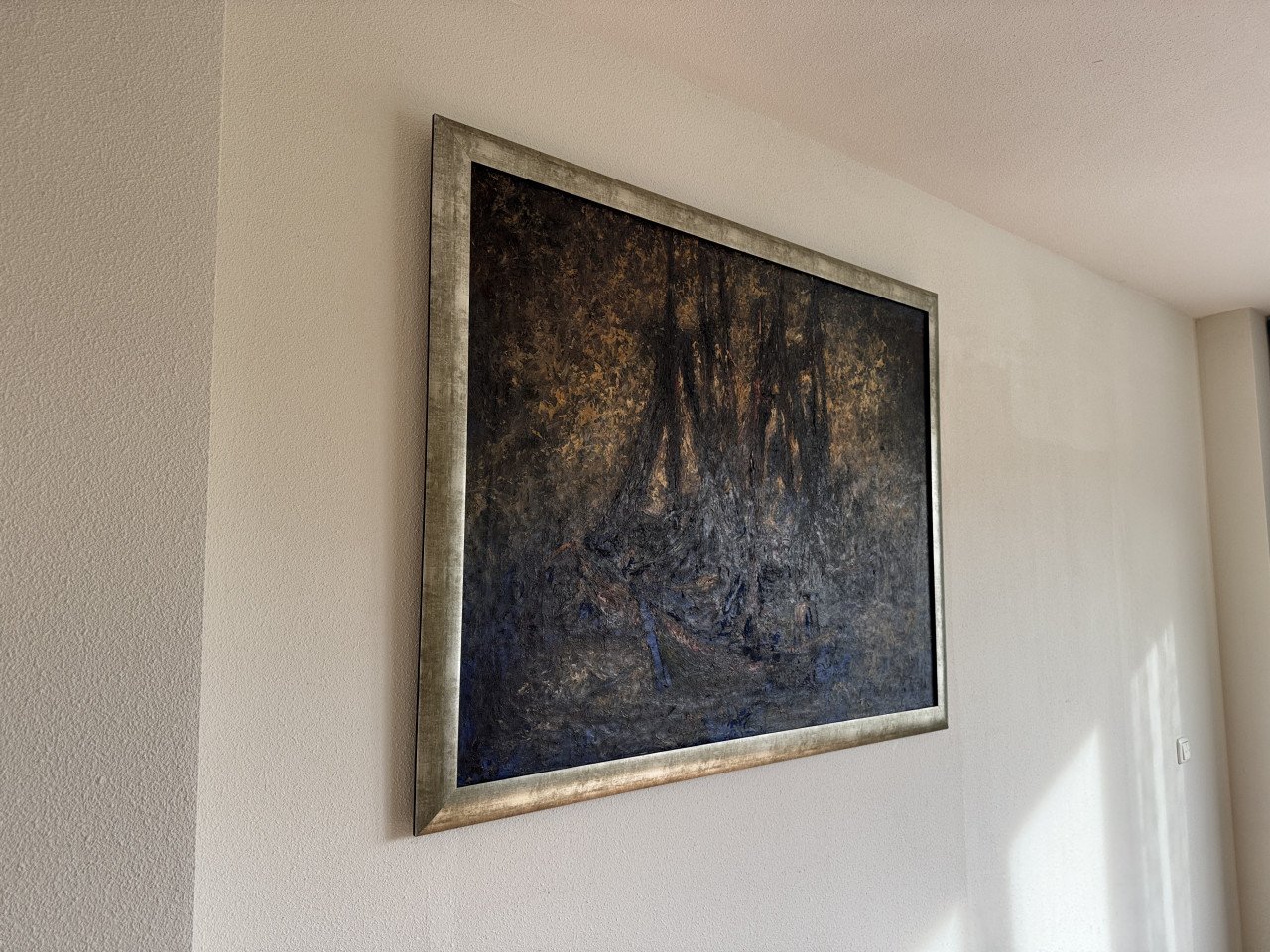 Schilderij vissersboten met drogende netten Bram Pihl