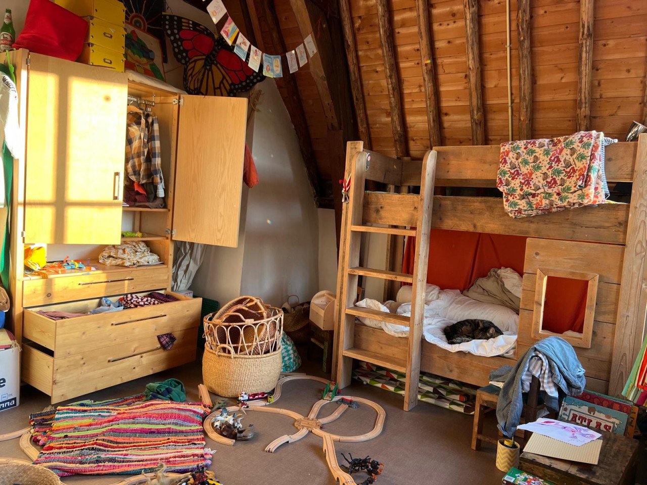 SteigerhoutenStapelbed met trap en raampje, zeer stevig