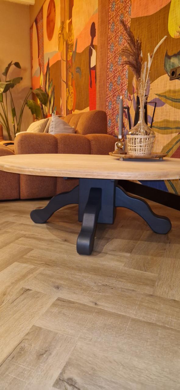 Massief eiken ovale salontafel