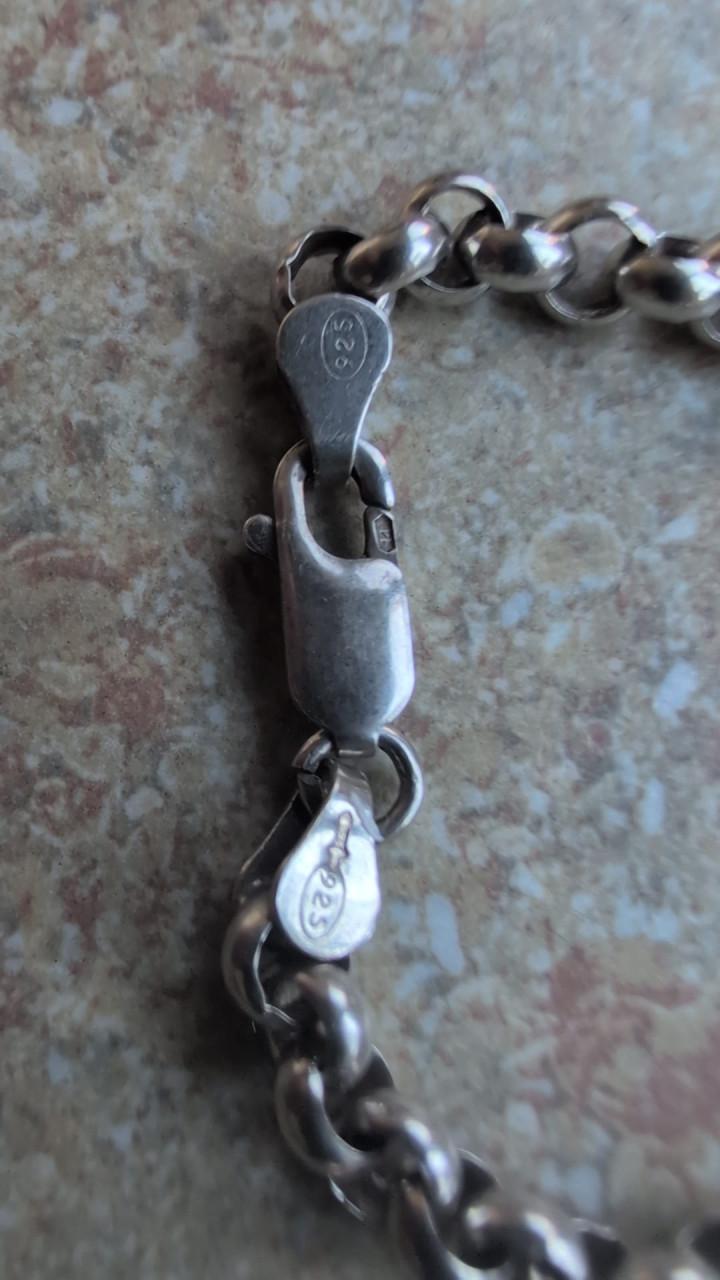 Zilveren Jasseron schakel ketting met hanger..