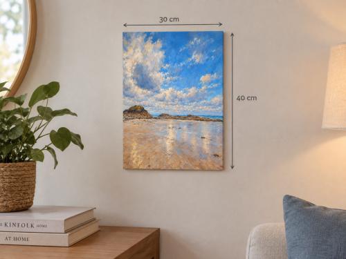 Poster Kust van Bretagne – blauw/wit – 30 × 40 cm