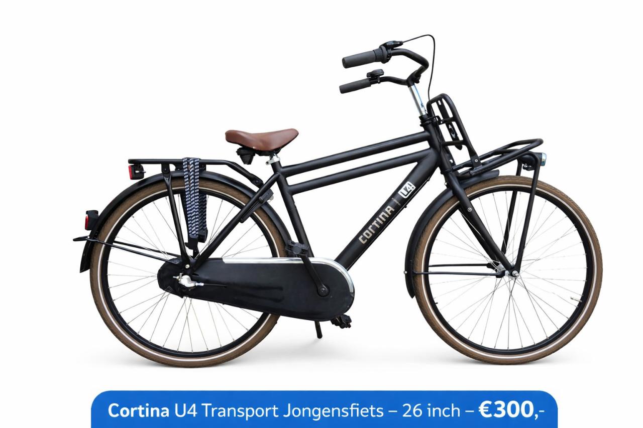 🚲 Cortina U4 Transport Jongensfiets – 26 inch – Zwart
