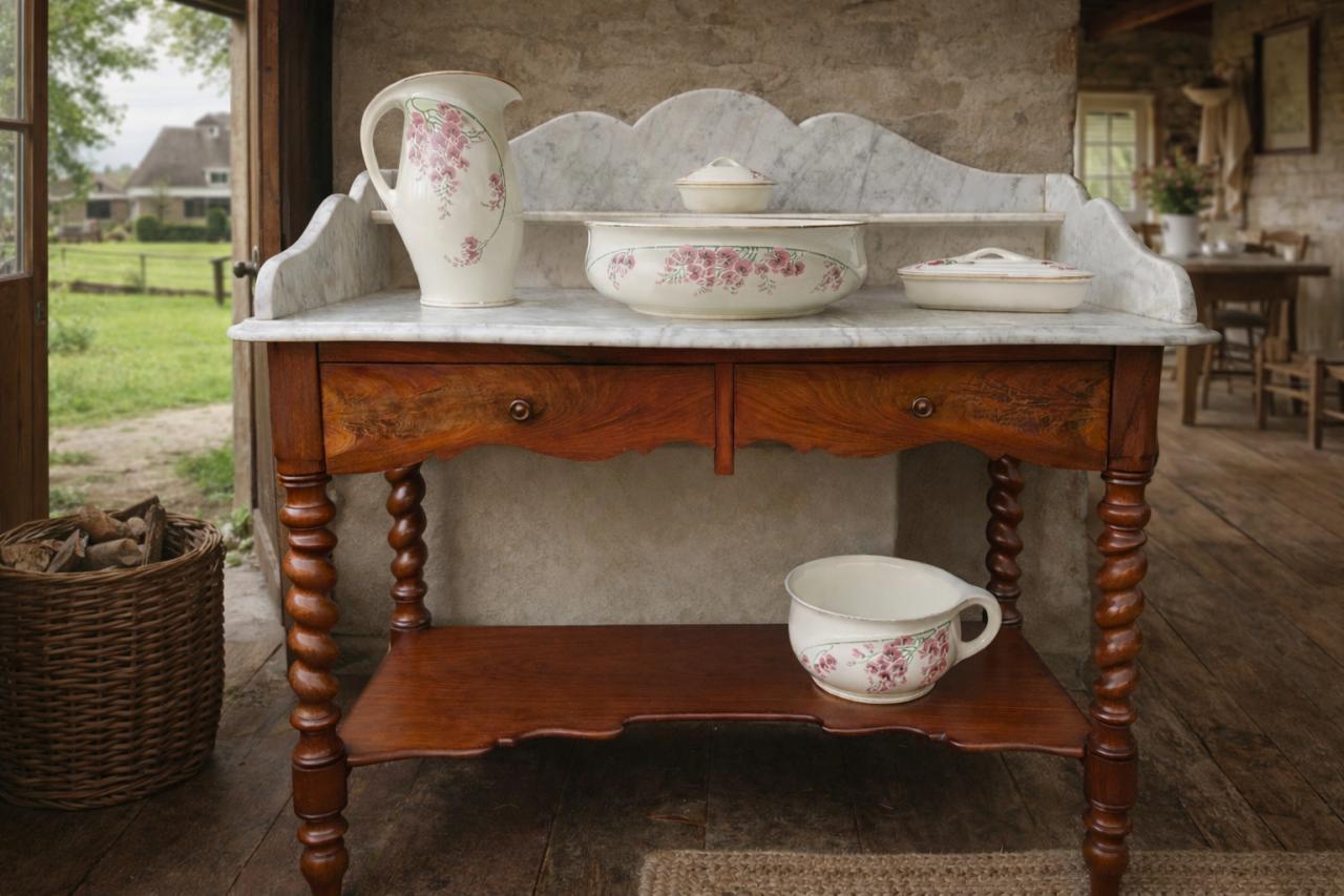 Prachtige Wastafel met lampet stel