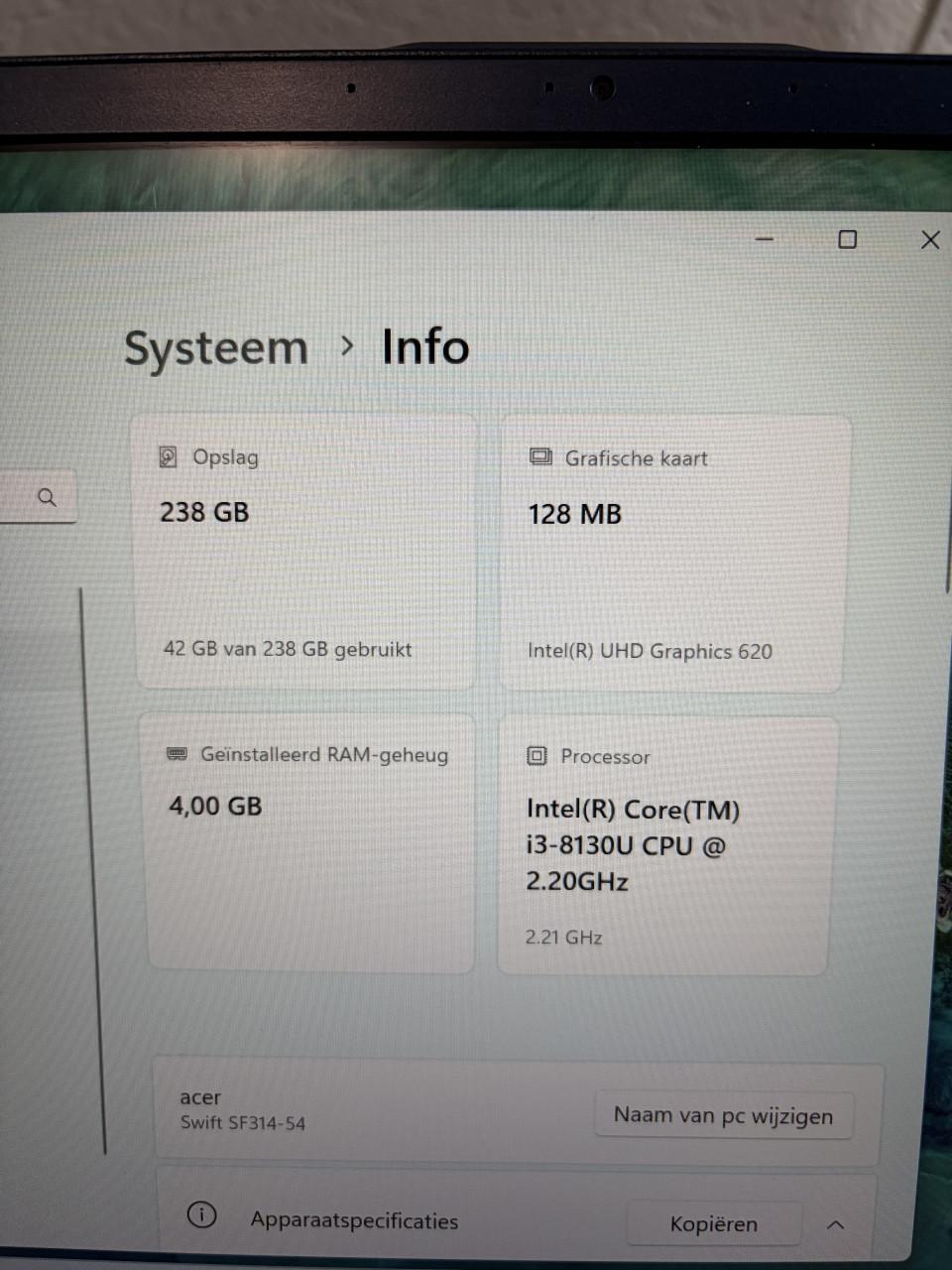 Laptop acer swift Windows 11