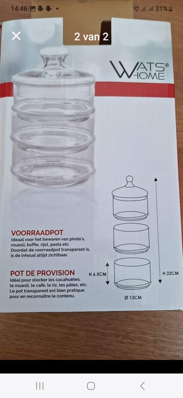 Voorraadpot glas, stapelbaar