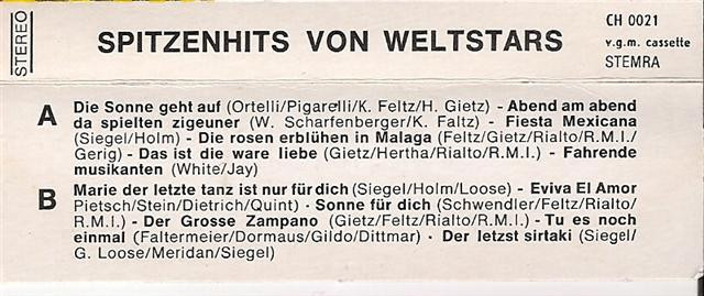 Cassettebandje Spitzenhits €.2,50 Die Sonne geht auf