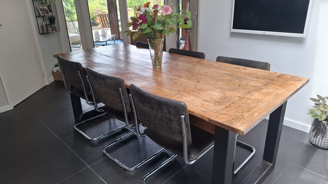 Buisframe stoelen Leer