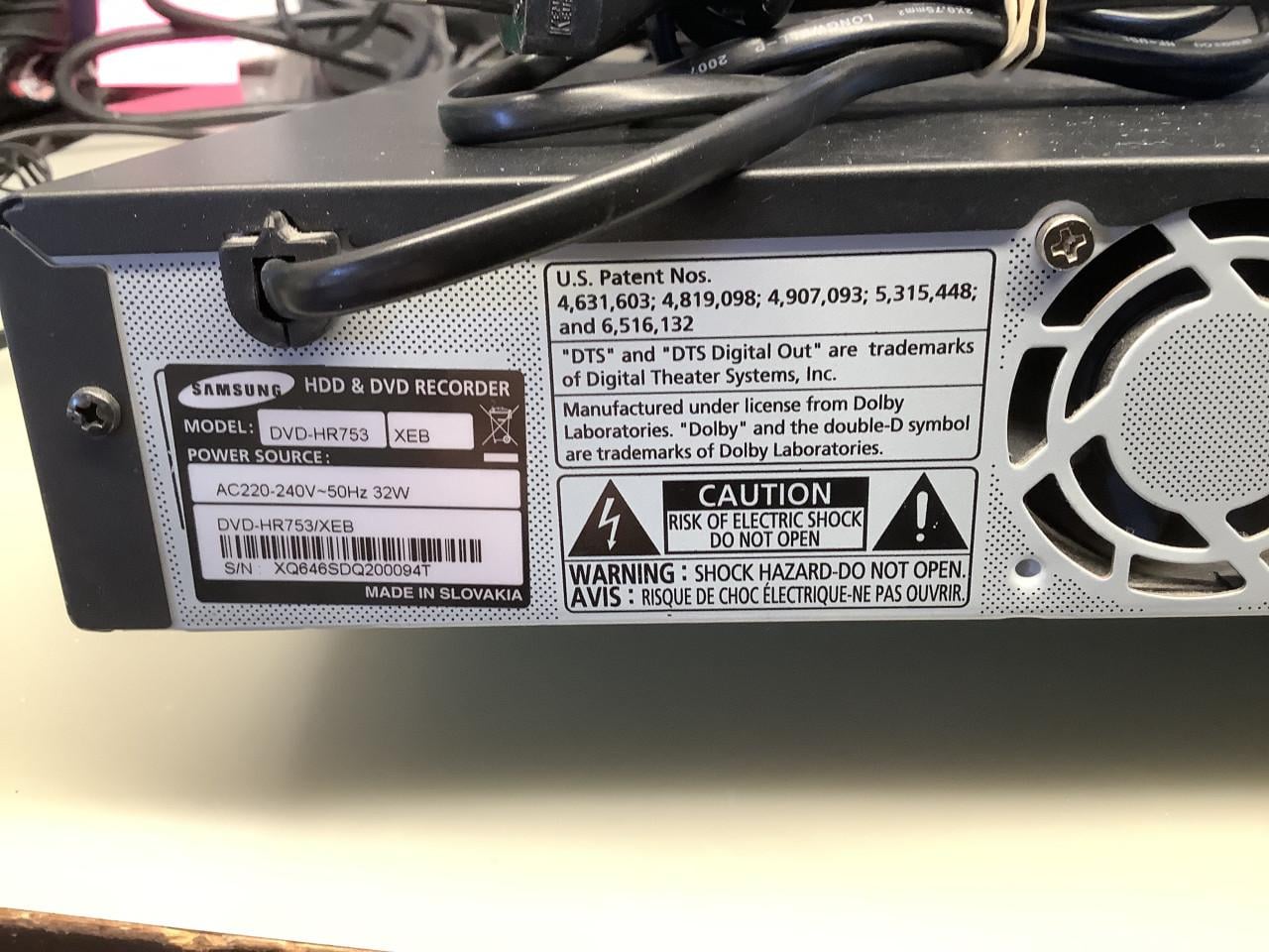 Samsung HDD speler, recorder. DVD-HR753 zonder afstandsbediening.