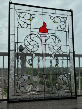 Glas in lood Olympische fakkel.