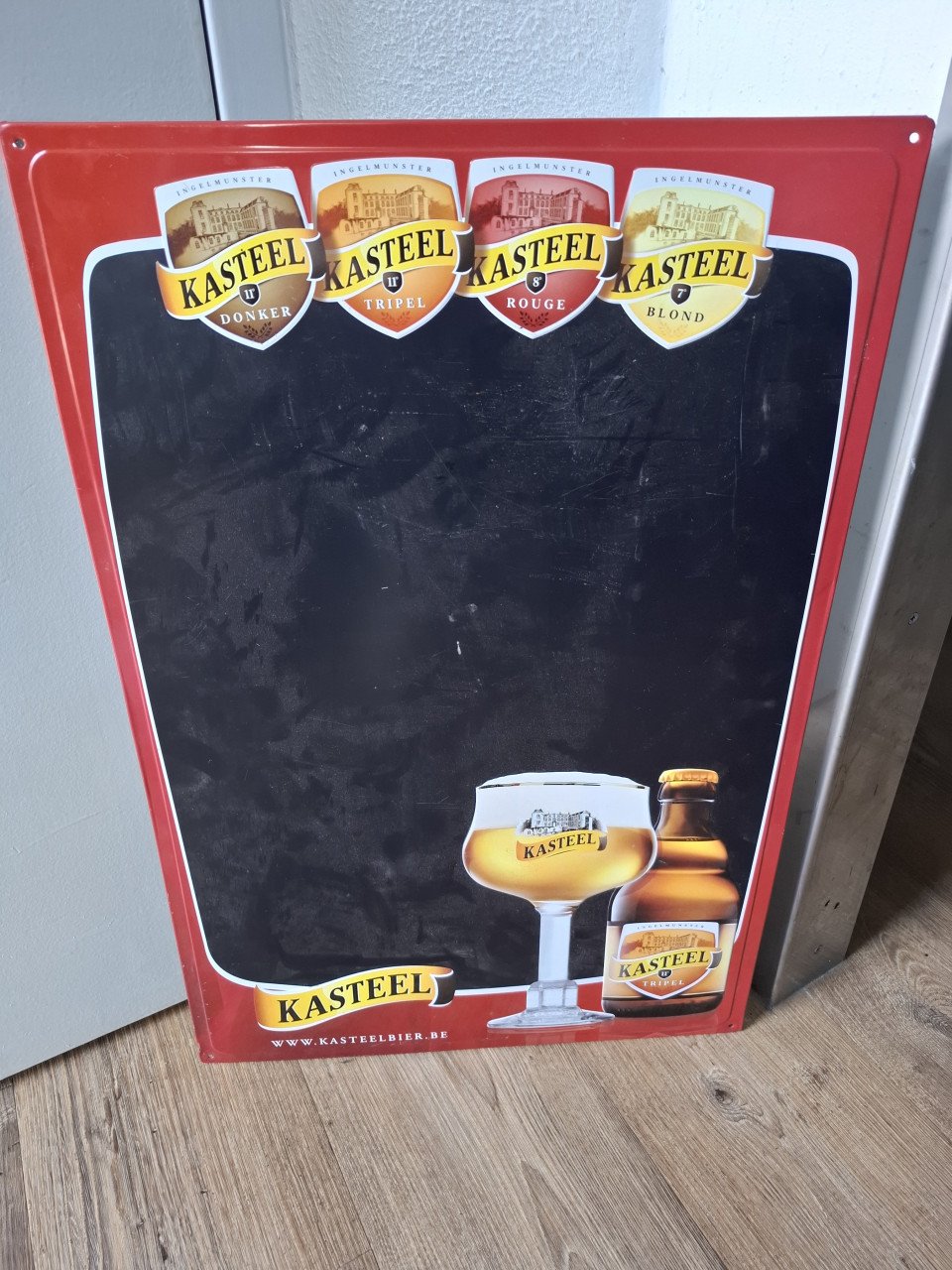 Metalen krijtbord Kasteel bier
