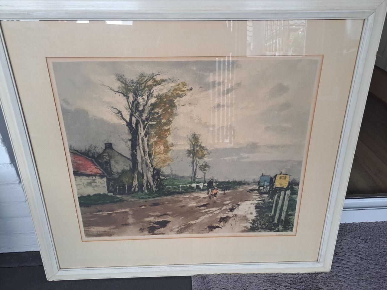 Te koop kleuren ets van F.J. Luigini