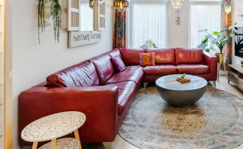 Machalke design hoekbank–echt leer–topkwaliteit–goede staat