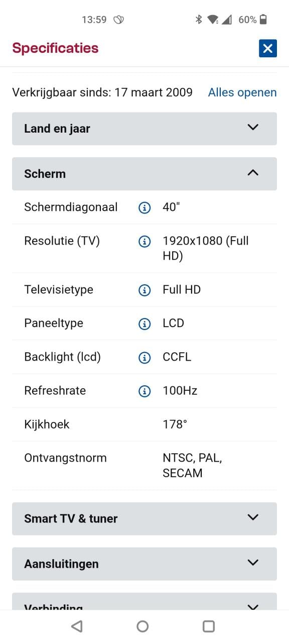 Sony Bravia LCD, full HD, 40inch