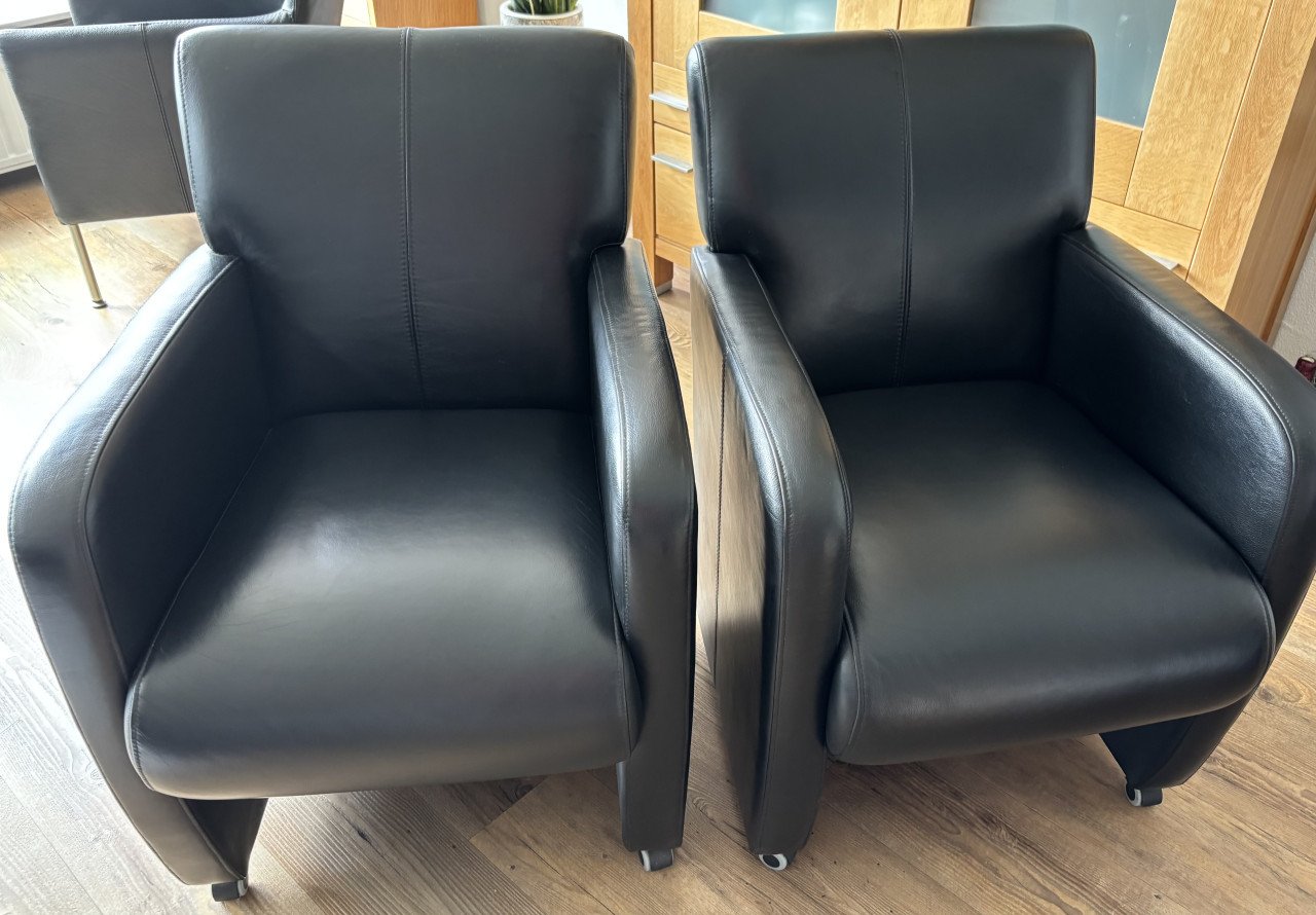 4 leren eetkamer fauteuiltjes