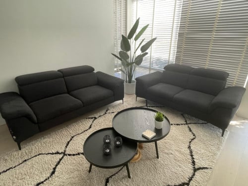 Bankstel Zwart Stof - 2.5 zit + 2 zit (met beschadiging door katten)
