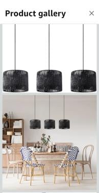 Hanglamp 3x riet zwart eetkamertafel nieuw