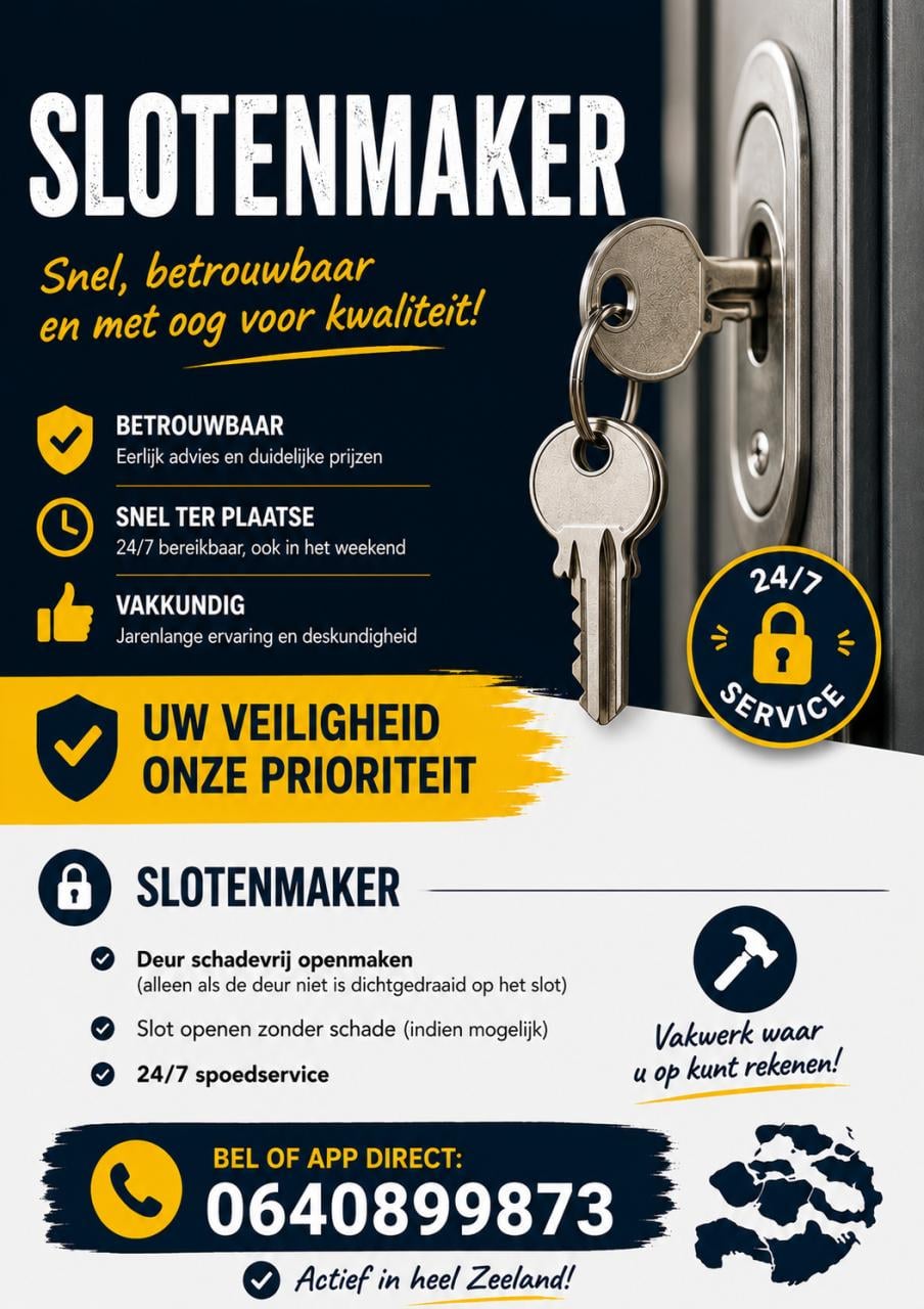 Slotenmaker Zeeland – Deur schadevrij openen | 24/7 bereikbaar