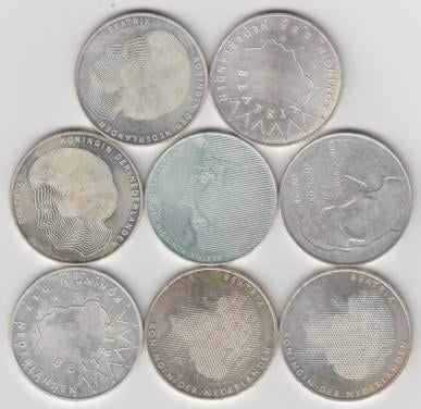 Beatrix 8 stuks Zilveren 50 Gulden.