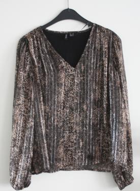 Blouse shirt panterprint met glimmend streepje maat s