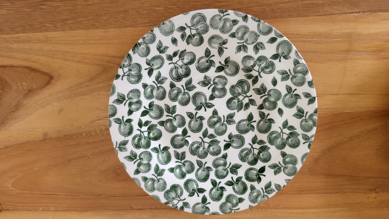 Set v 2 English Ironstone Tableware Green Apple kop en schotels