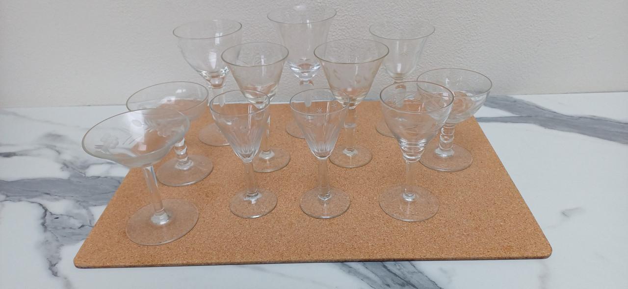 11 brocante glaasjes