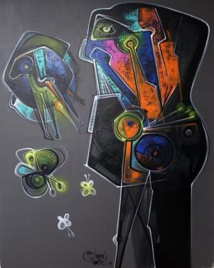 " Sol Naciente " XXL Acrylschilderij van Simeon Gonzales 150 cm x 120 cm