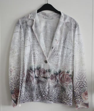 Mooie vest blazergrijs roze met rozen maat m